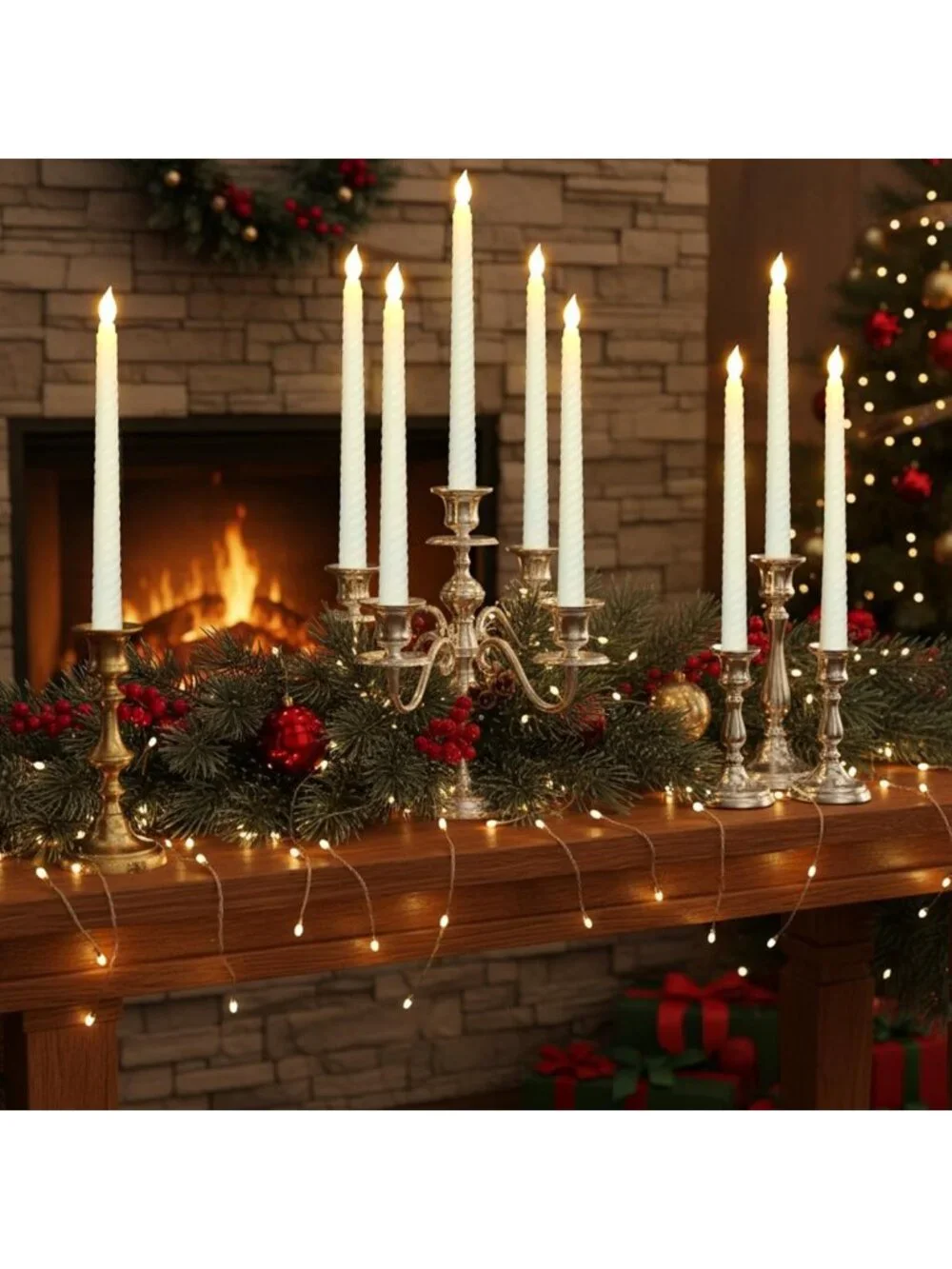 50 Pack Pastel Flameless Taper Candles 10.6